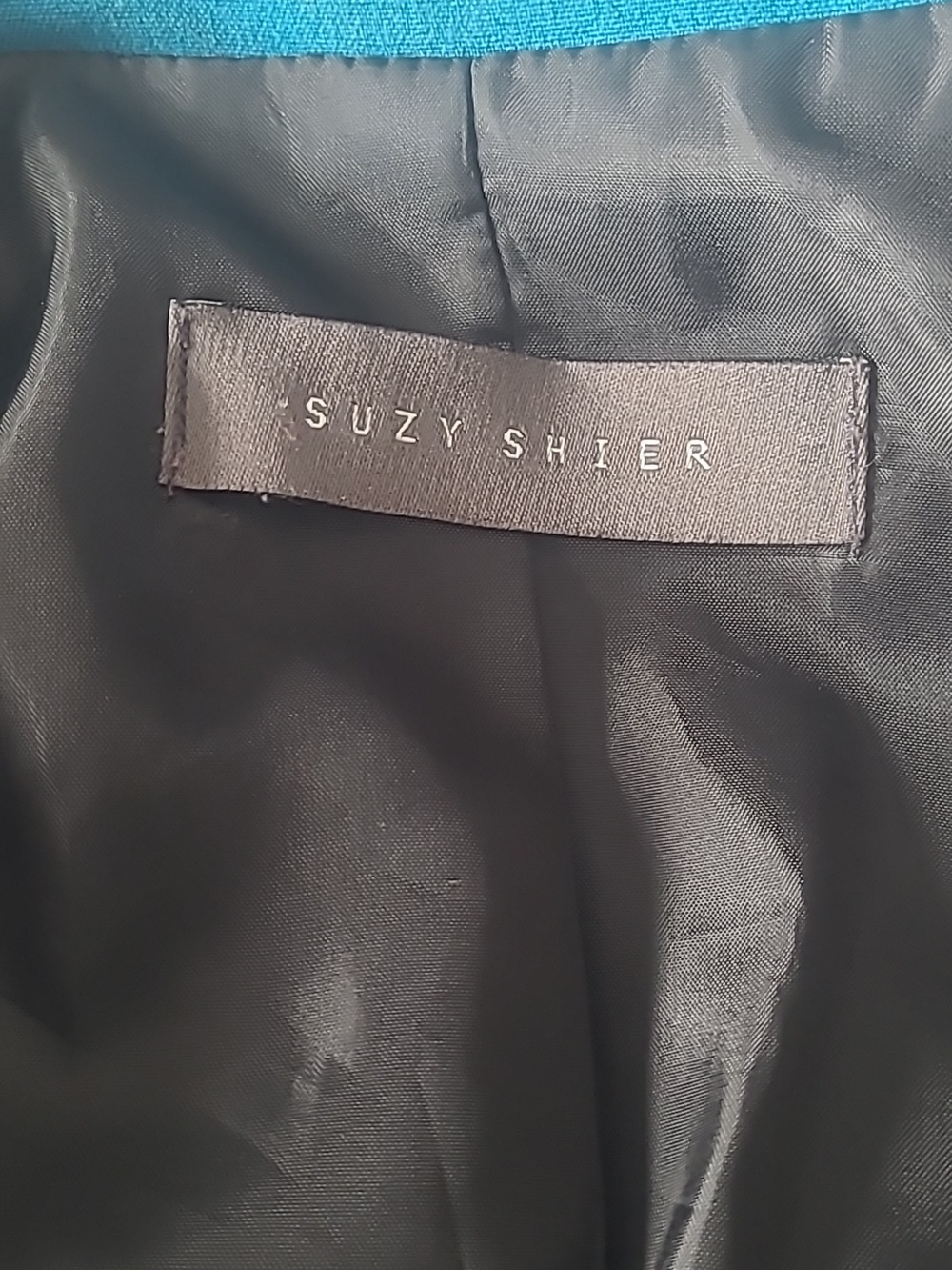 Suzy Shier Teal Blazer with Ruched Sleeves - Picture 3 of 4